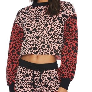 Beach Riot Ava Leopard Print Crop Sweater